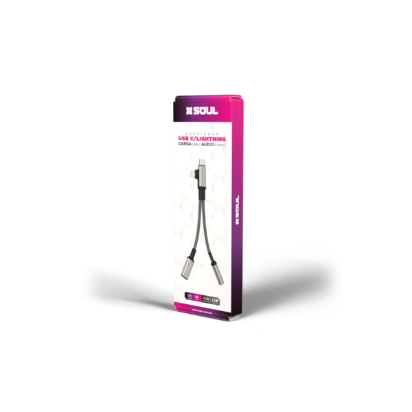 ADAPTADOR SOUL USB C/LIGHTNING CARGA + JACK 3.5